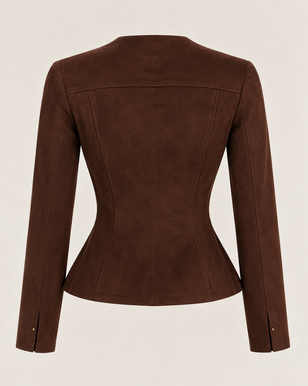 Chaqueta Entallada Efecto Ante Chocolate – Rinascimento
