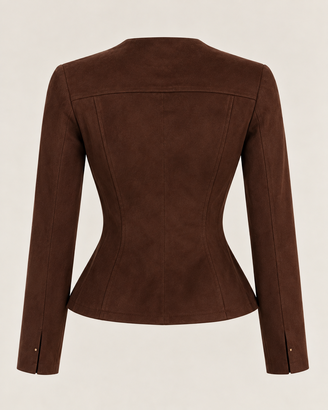 Chaqueta Entallada Efecto Ante Chocolate – Rinascimento