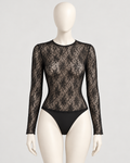 Body Negro de Encaje Transparente | Rinascimento