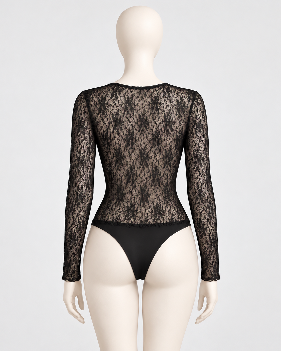 Body Negro de Encaje Transparente | Rinascimento
