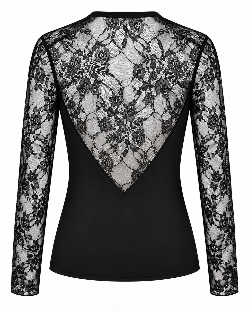 Blusa Negra Drapeada con Encaje | Rinascimento
