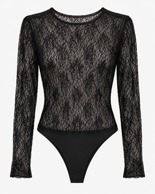 Body Negro de Encaje Transparente | Rinascimento