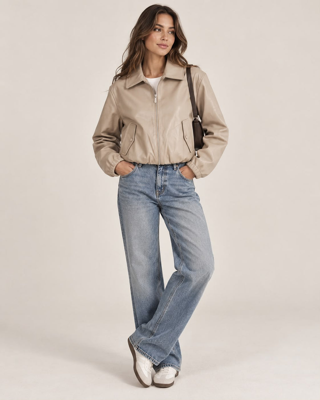 Chaqueta Efecto Piel con Cremallera