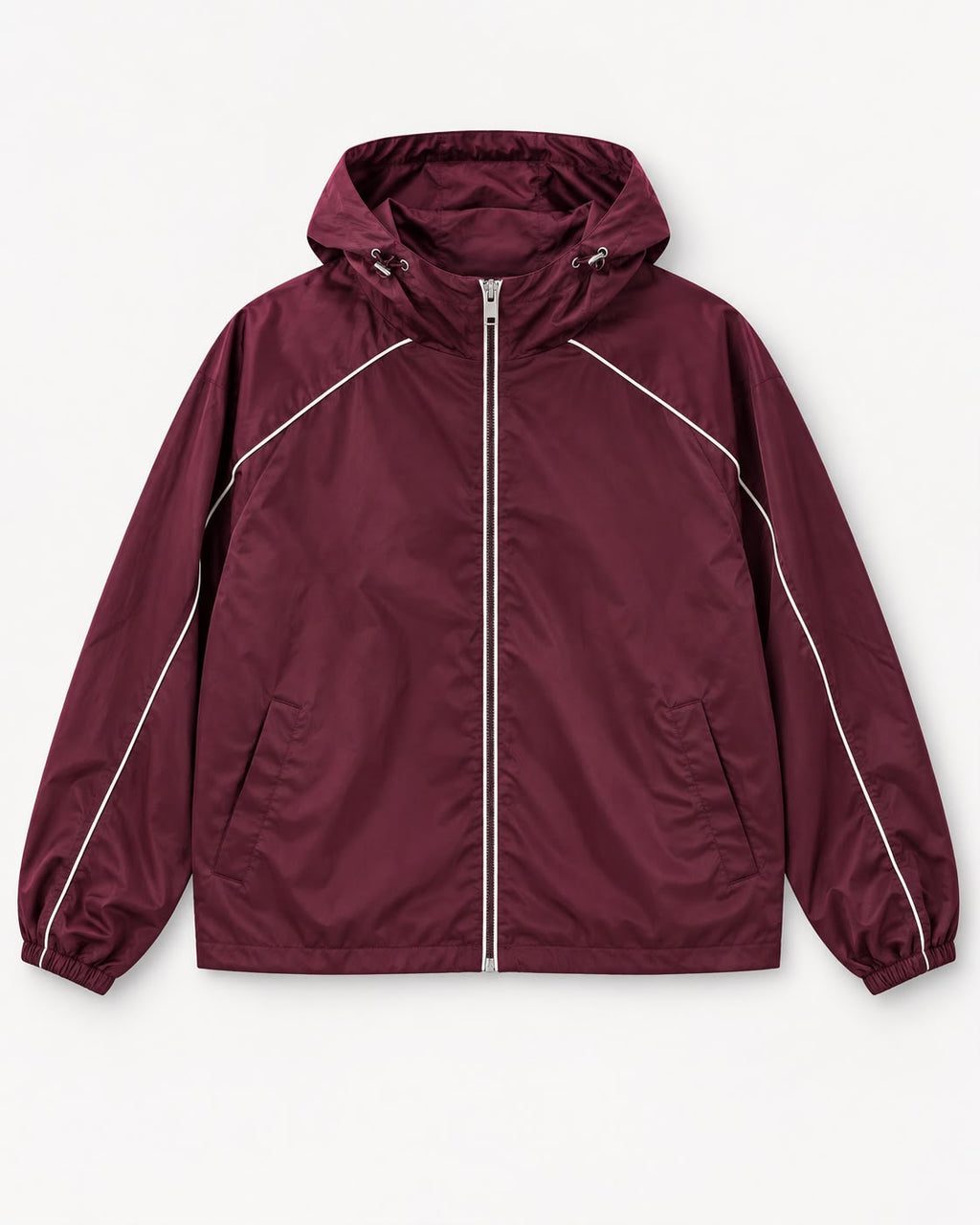 Chaqueta Cortavientos Burdeos con Capucha