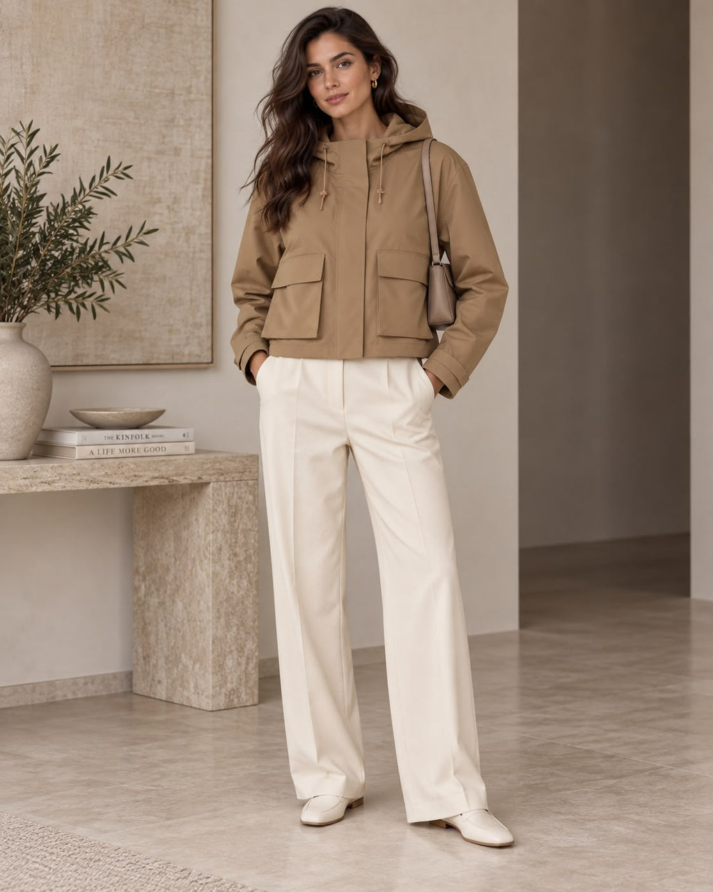 Chaqueta Waterproof Camel con Capucha