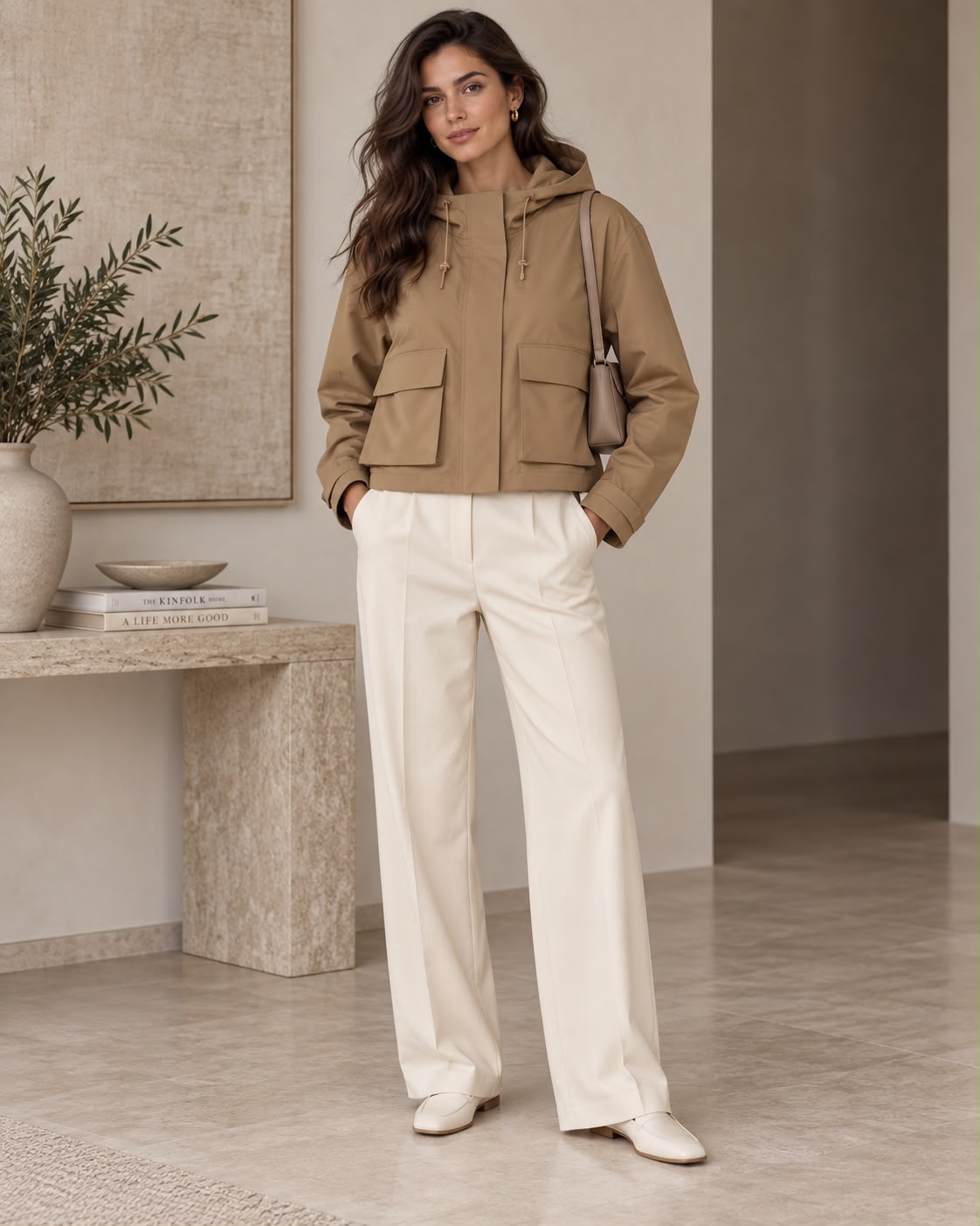Chaqueta Waterproof Camel con Capucha