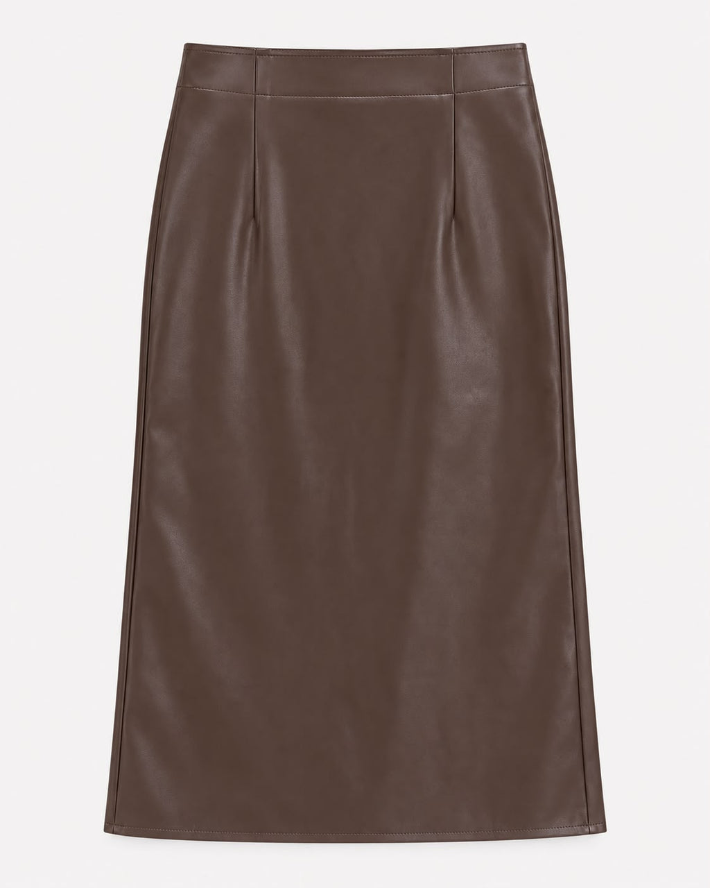 Falda Midi Efecto Leather Chocolate