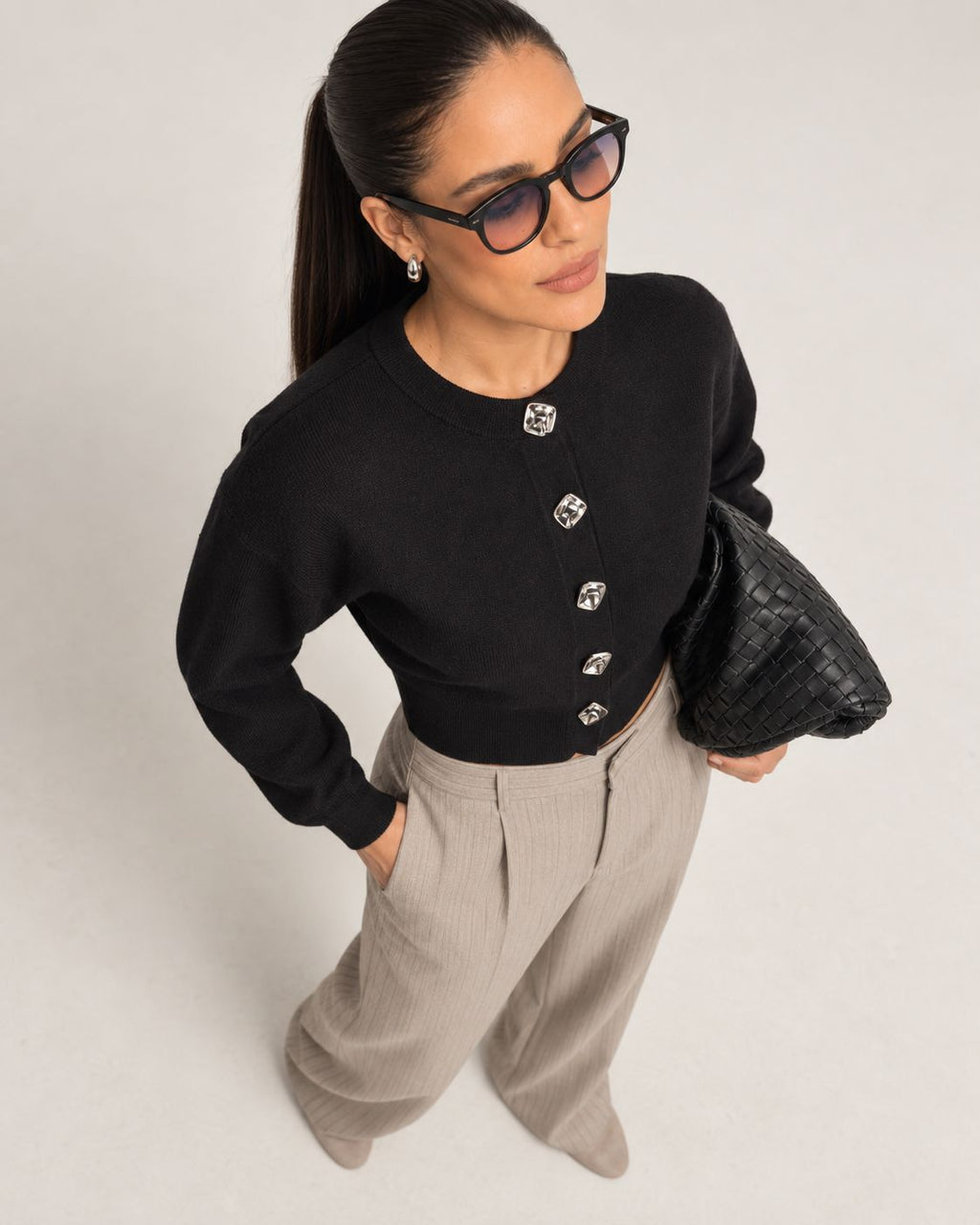 Chaqueta de punto con botones joya
