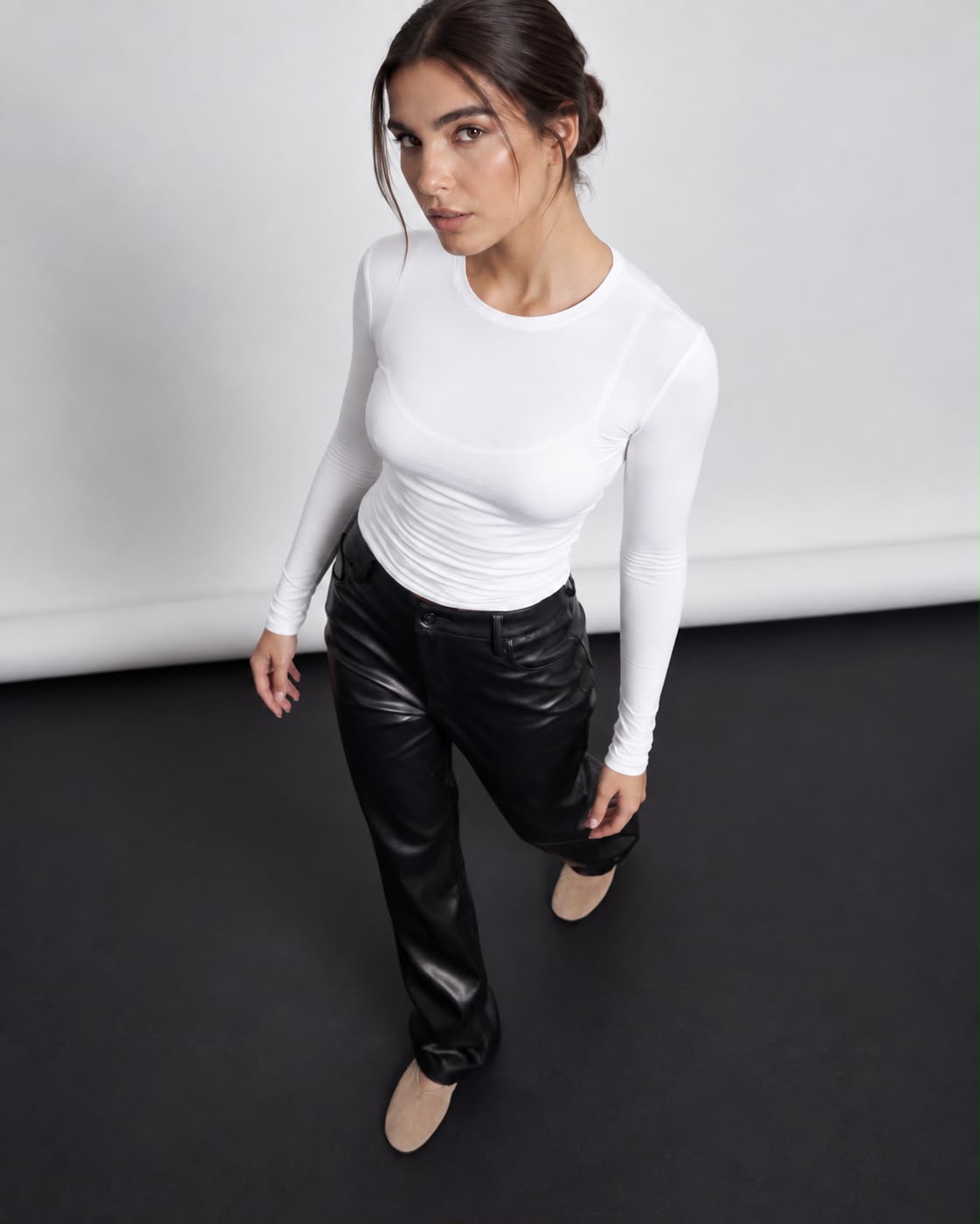 Pantalón Efecto Piel Negro