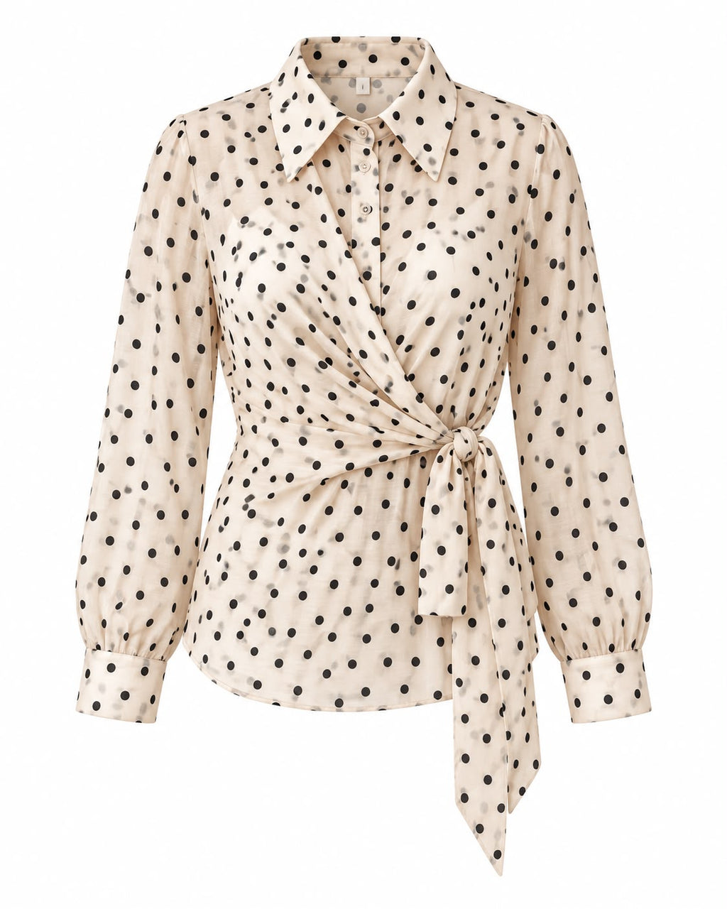 Blusa Cruzada de Lunares con Lazada