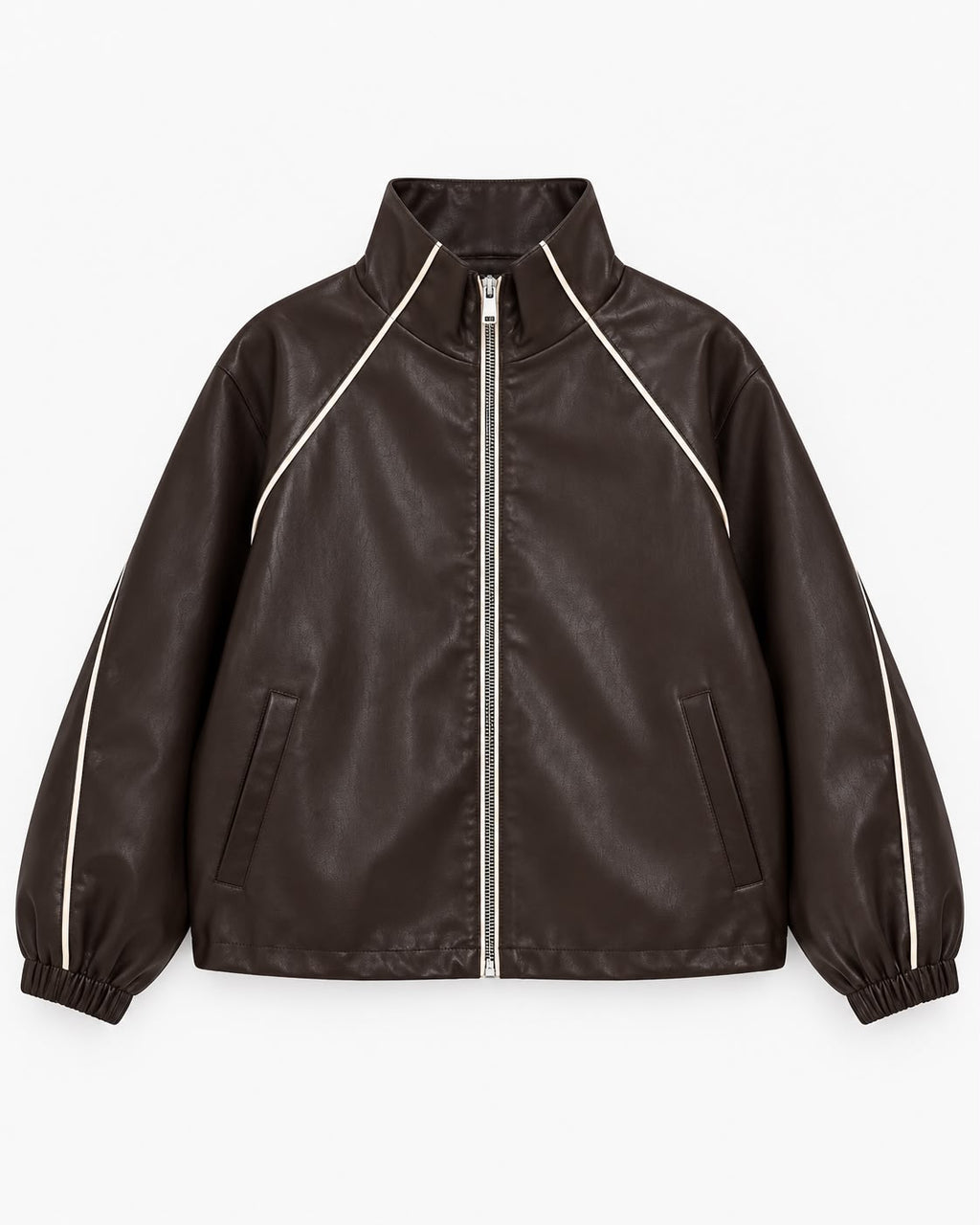Chaqueta Bomber Efecto Piel con Ribetes