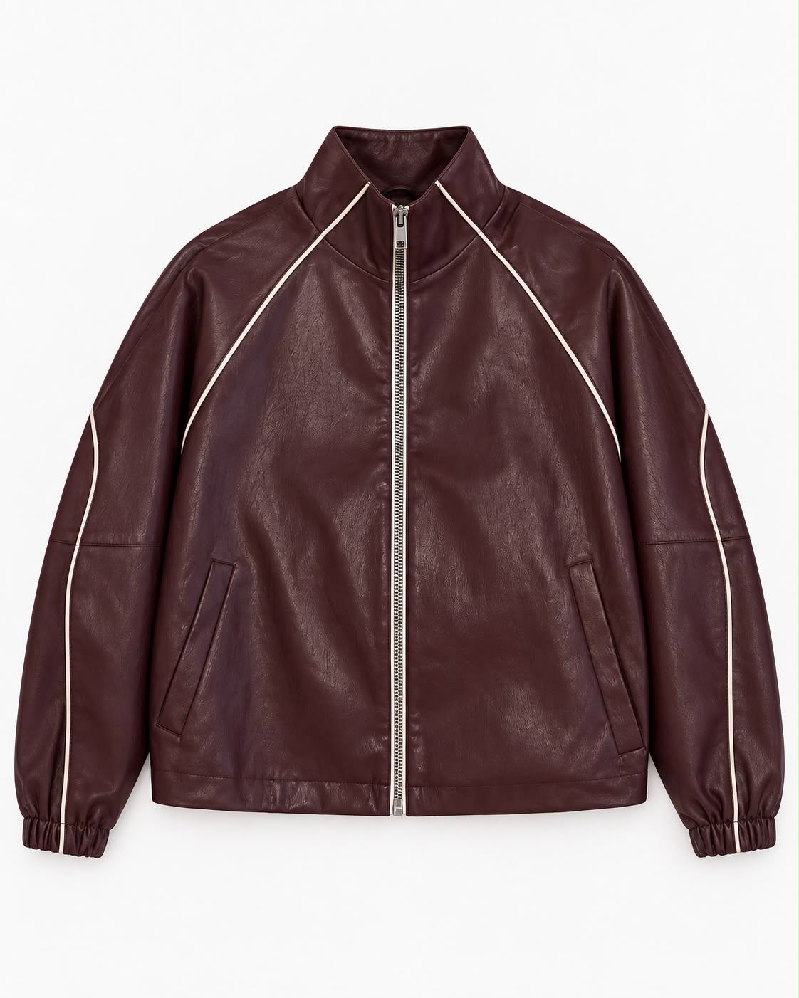 Chaqueta Bomber Efecto Piel con Ribetes