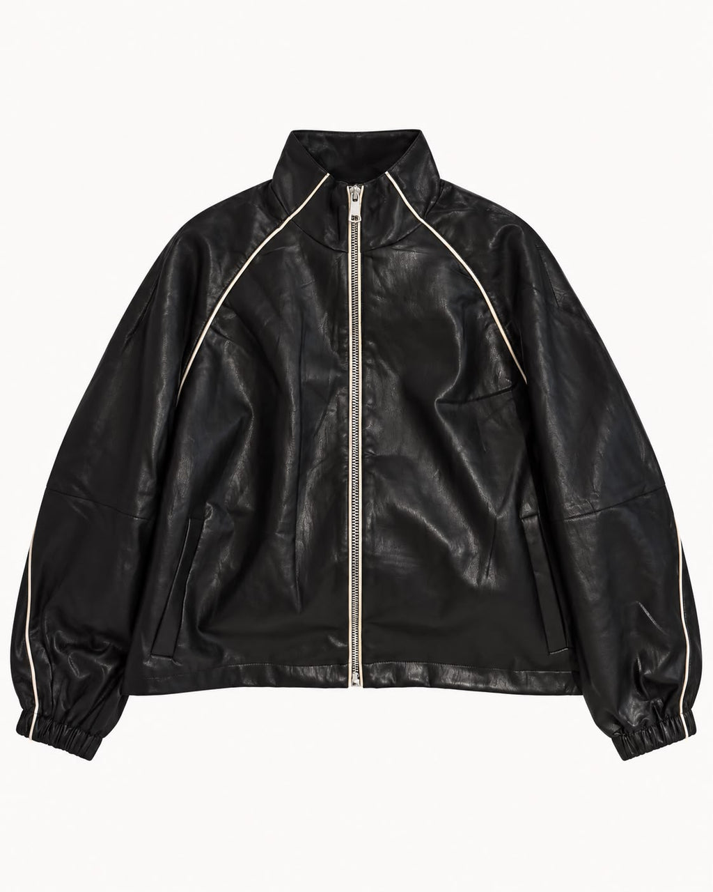 Chaqueta Bomber Efecto Piel con Ribetes