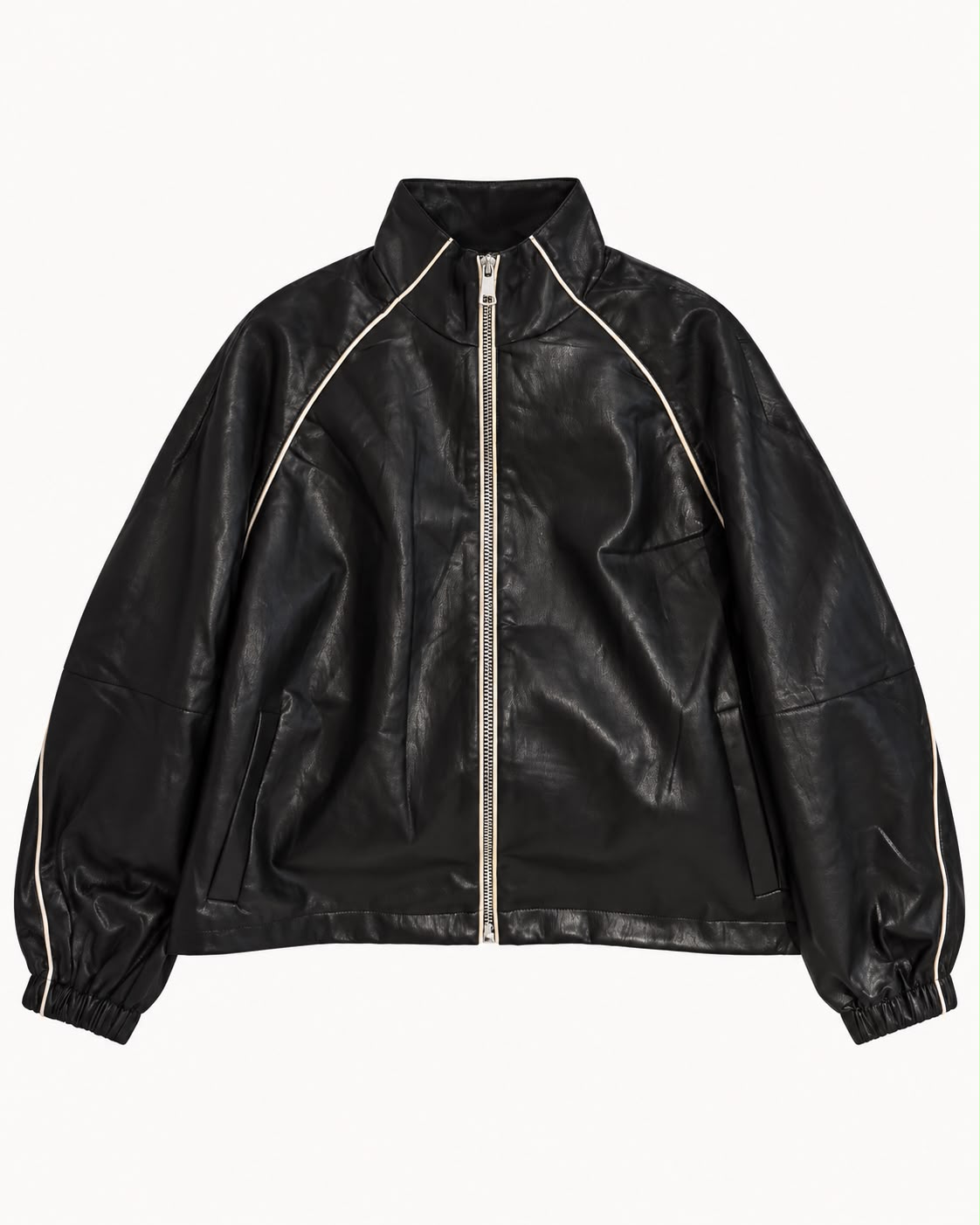 Chaqueta Bomber Efecto Piel con Ribetes