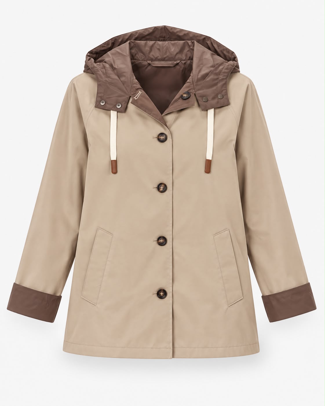 Chaqueta Reversible 2 en 1 con Capucha Beige y Marrón