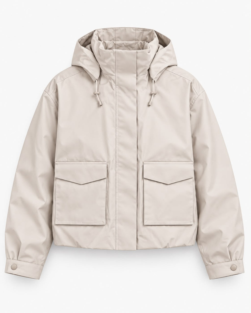 Chaqueta Waterproof Beige Hueso con Capucha