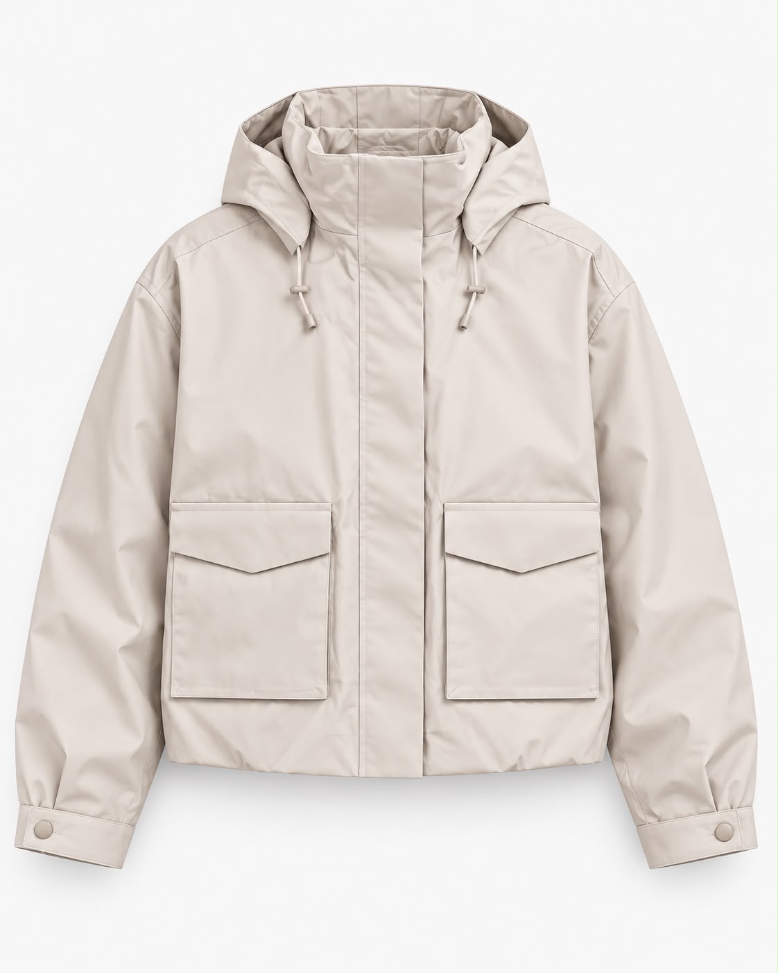 Chaqueta Waterproof Beige Hueso con Capucha