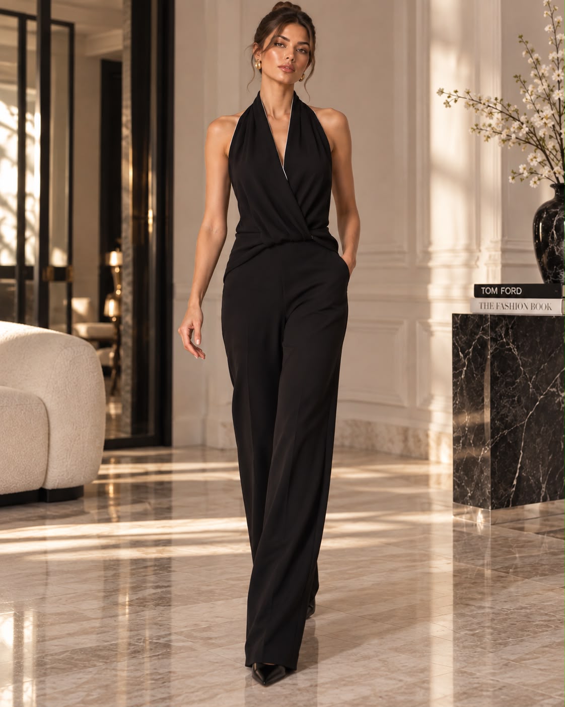 Mono Halter Negro con Espalda Abierta