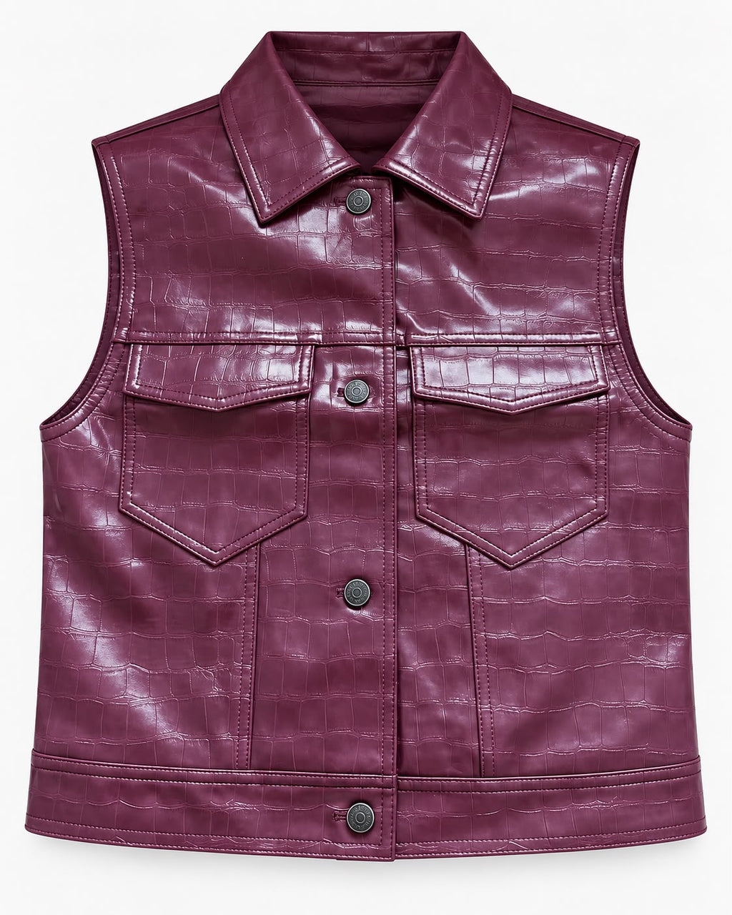 Chaleco Efecto Croco Mauve Wine
