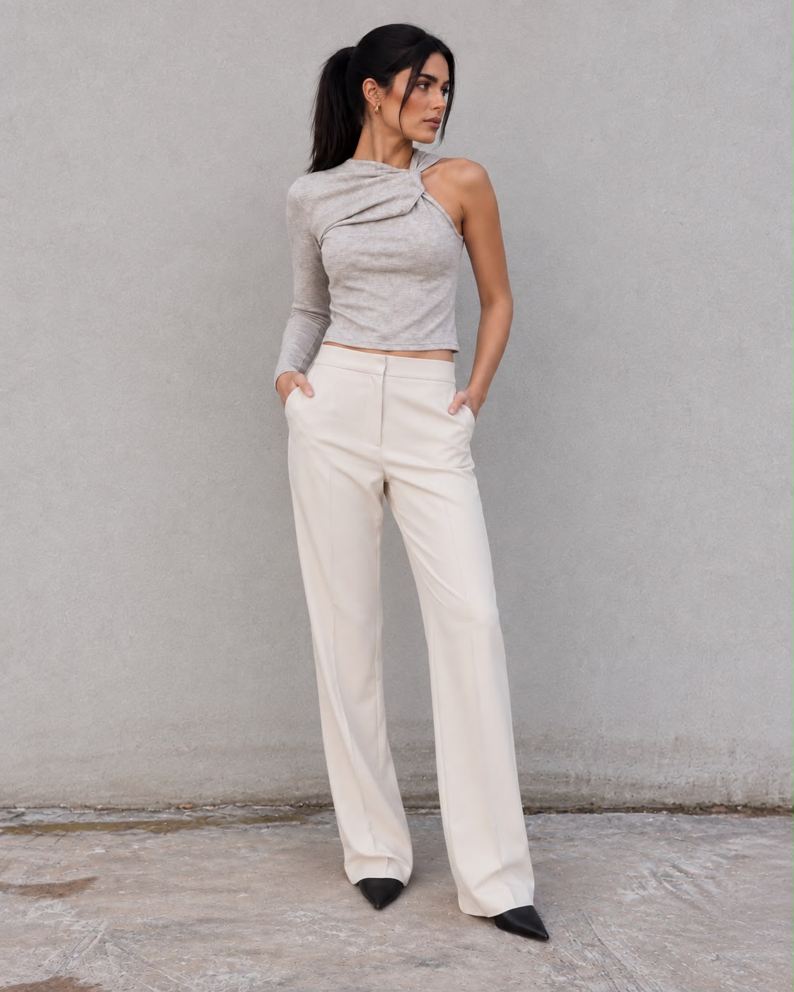 Pantalón Recto Hueso