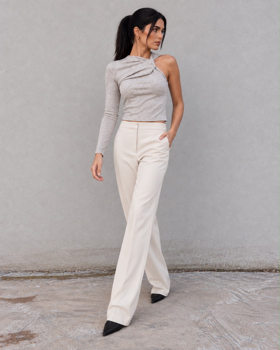Pantalón Recto Hueso