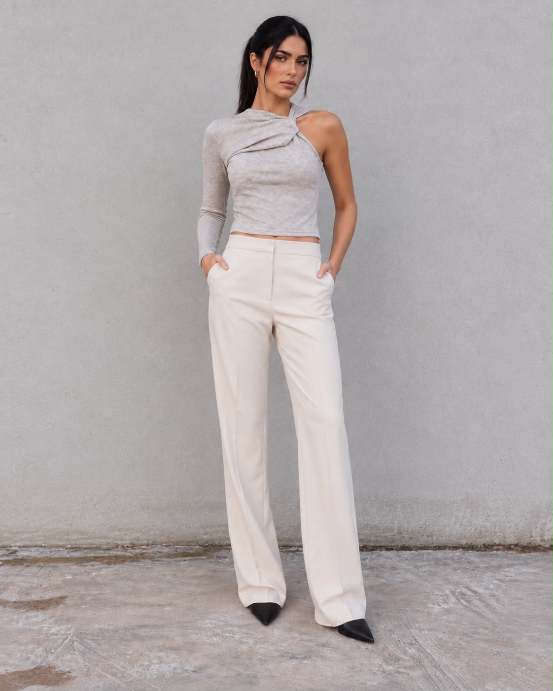 Pantalón Recto Hueso