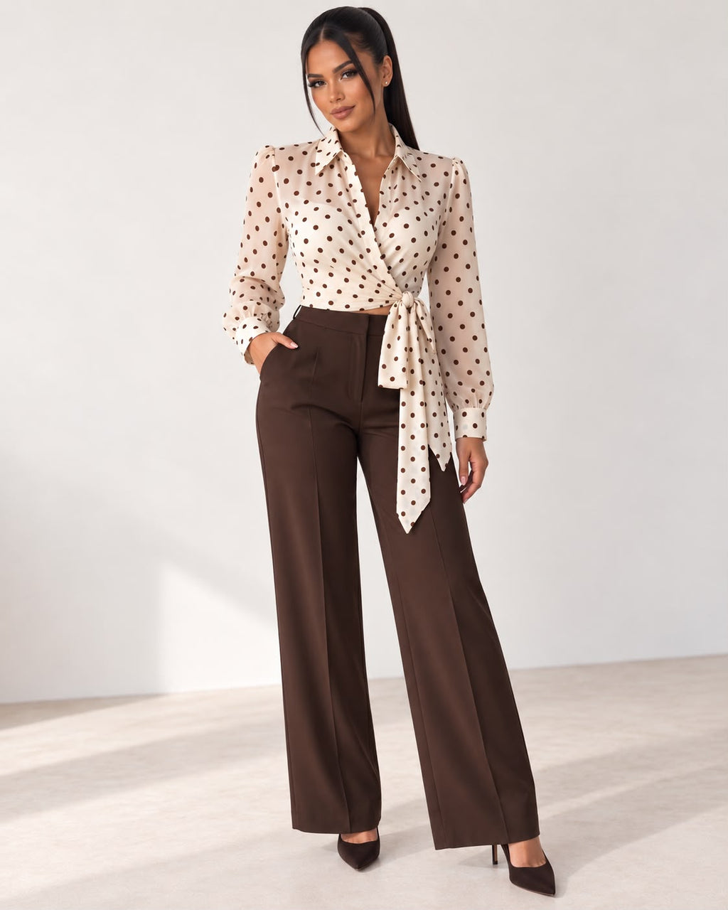 Blusa Cruzada de Lunares con Lazada